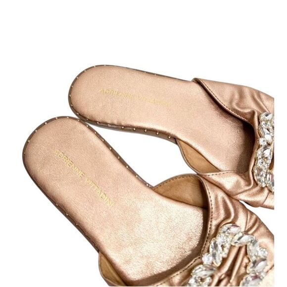 Adrianne Vittadini Sandals Size 6.5 Rose Gold Leather Open Toe Embellished - Picture 8 of 9